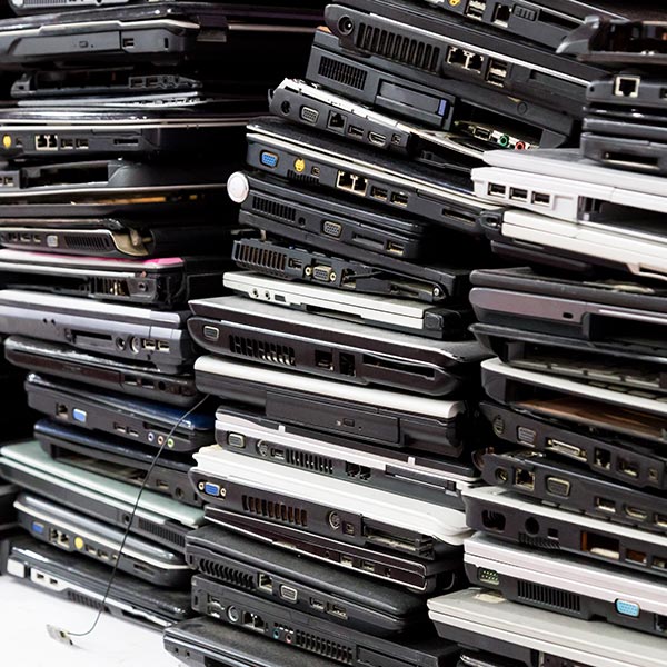 Laptops piled up